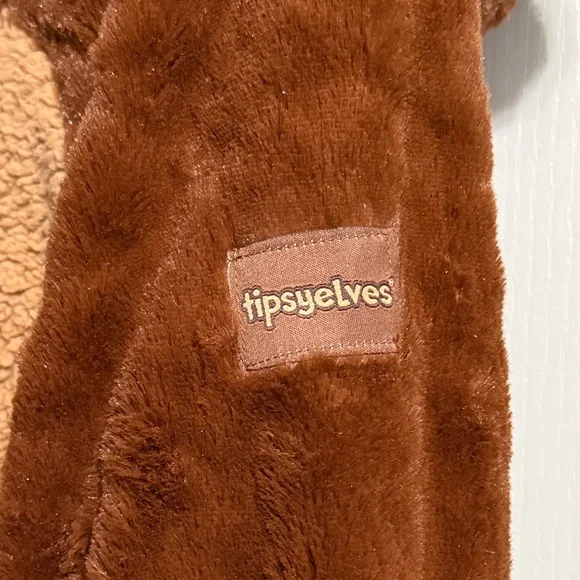 NWT Tipsy Elves Brown Beaver Costume Zip Front Onesie Jumpsuit - Picture 4 of 8